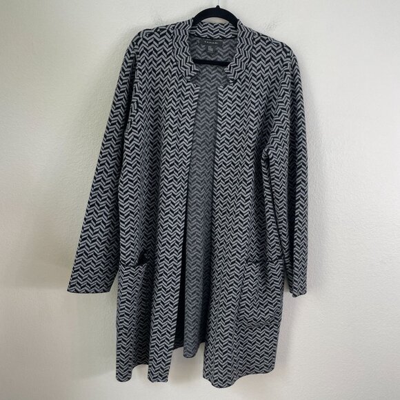 Tahari Womens Plus 2X Chevron Open Front Cardigan Jacket Pockets Coatigan - Picture 7 of 11